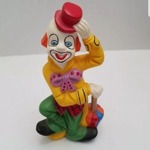 Vtg Clown Handpainted Figurine 7" Statue Ceramic